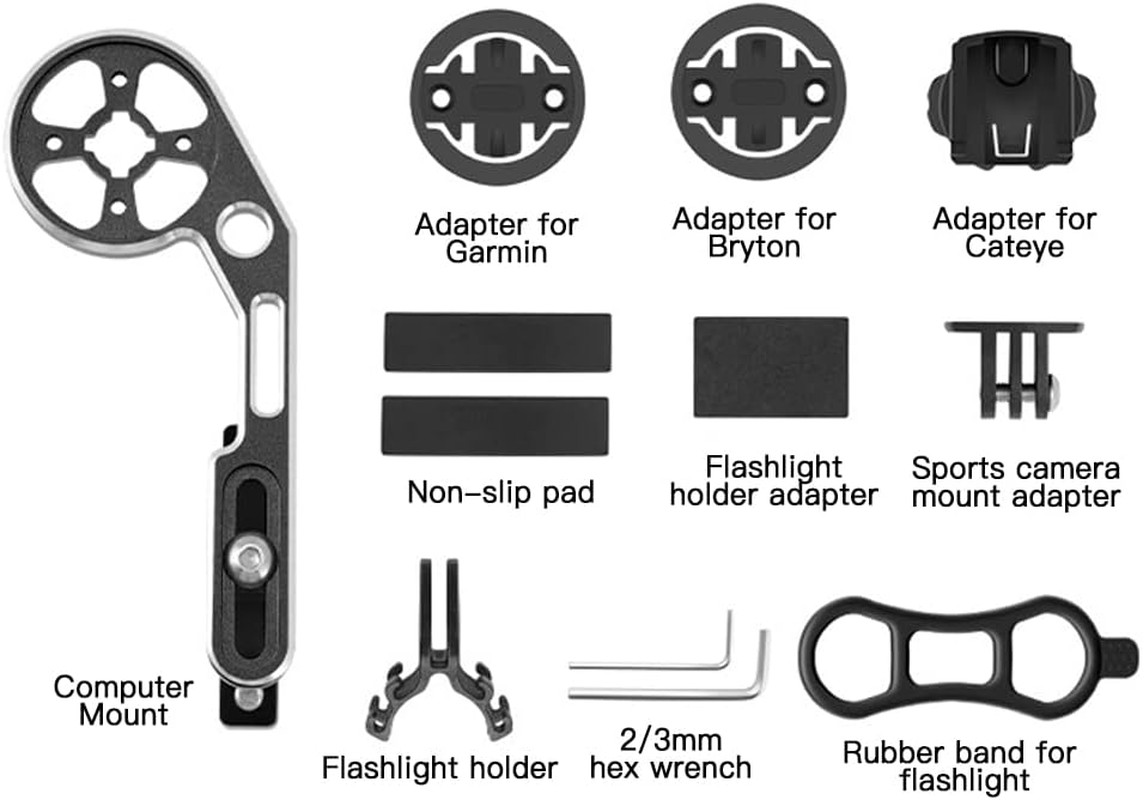 Bicycle Computer Mount Adjustable Out Front Bike Handlebar Mount Holder with Camera Adapter Light Holder for Garmin for Bryton for Cateye image number 2