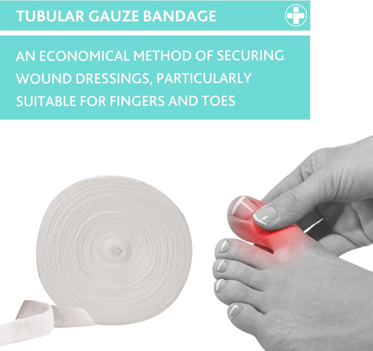 Reliance Medical Religrip Band Aid Tubular Gauze - Cotton Retention Bandage, Secure Wound Dressing for Bandaging Fingers and Toes, Size 2.7 Cm Width (20 M Uncut Roll) image number 2