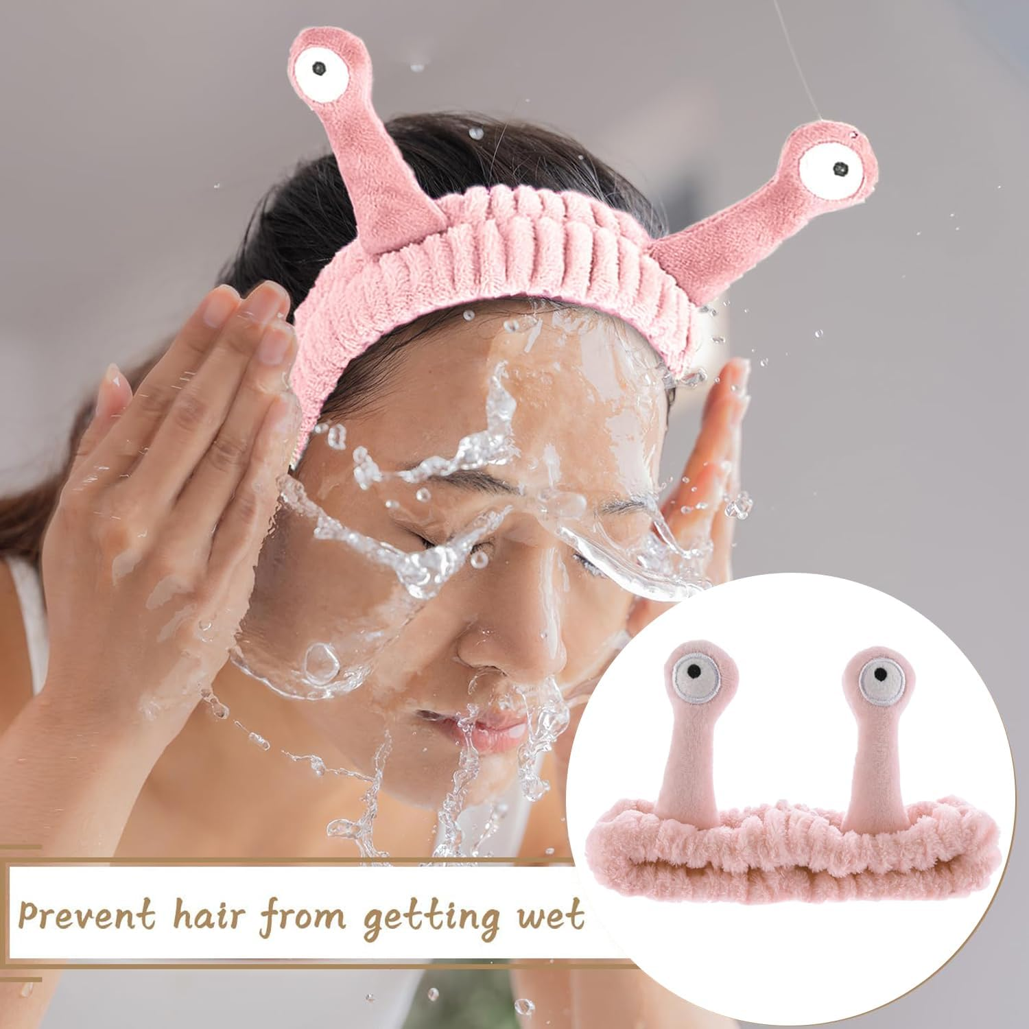 Face Wash Headband Face Makeup Women Cartoon Cute Coral Fleece Elastic for Women and Girls (Pink) image number 5