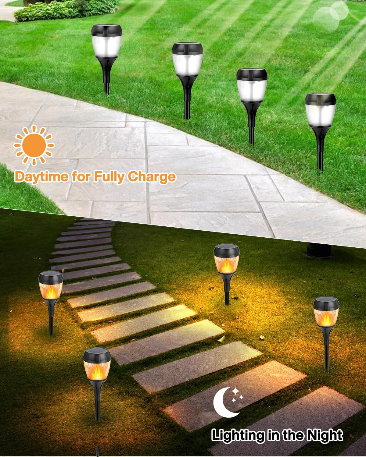 Solar Flame Outdoor Waterproof Lights - Automatic Switching Path Torch for Garden, Yard, Lawn, Terrace, Landscape Decorative Lighting (4)