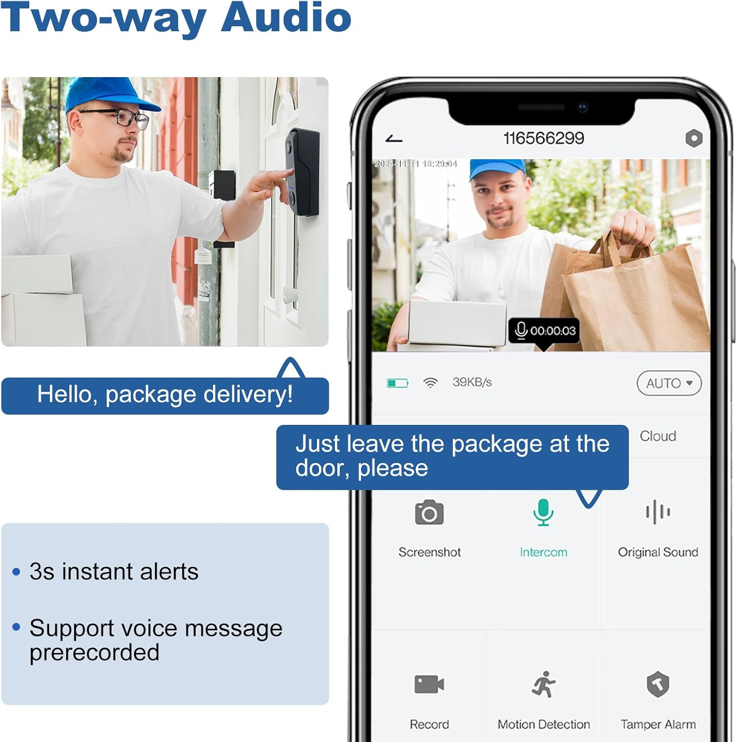 Oolong 2K Video Doorbell Camera Wireless Door Bell Battery Powered with 2.4GHZ Wifi,Ai&Pir Motion Detection,Two-Way Audio,Ip65 Waterproof,Night Vision,Surveillance,Cloud Storage,Free Give 64GB SD Card image number 1