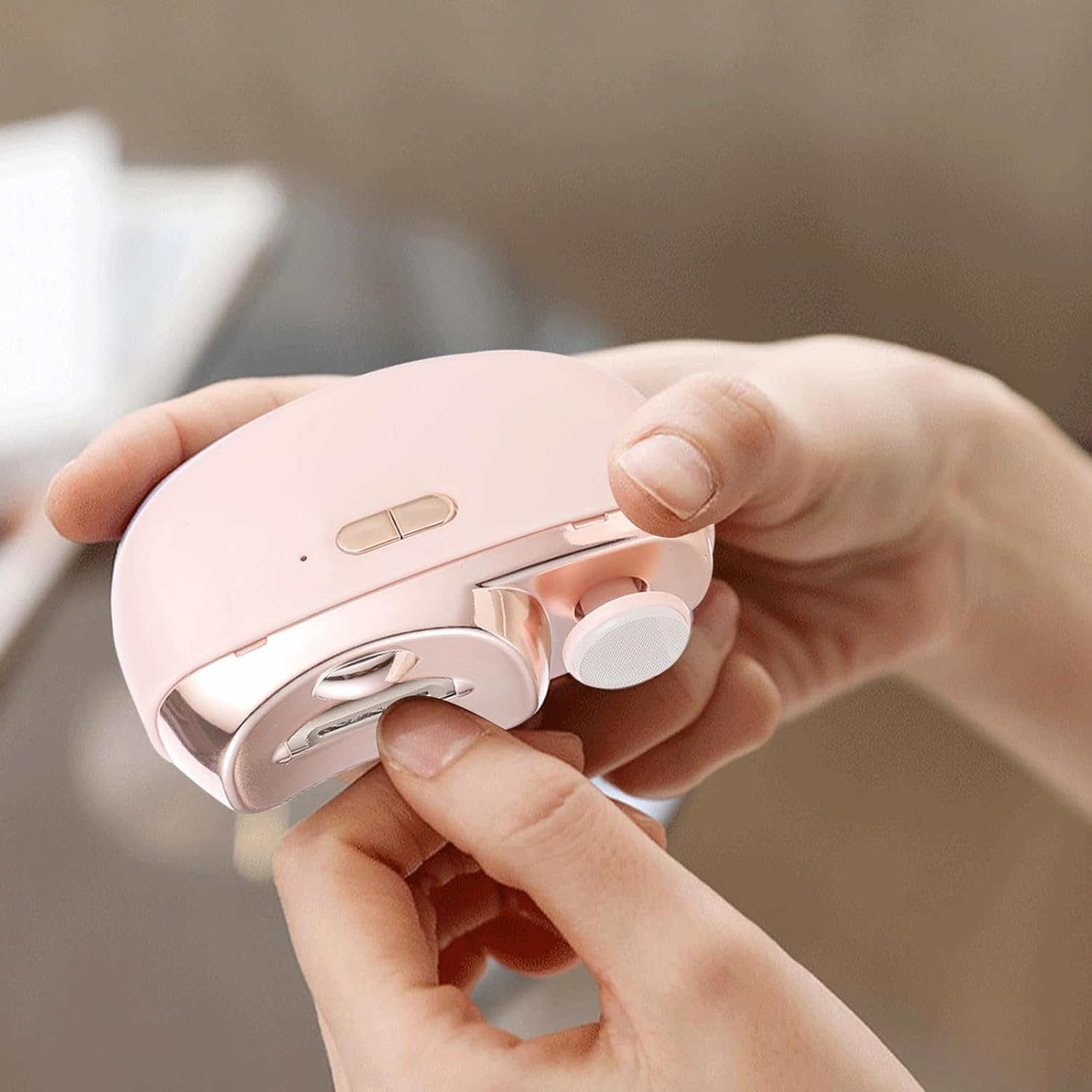 USB Nail Trimmer &ndash; Low Noise Fingernail Device, LED Grooming Clipper | Safe Nail Cutter File, Rechargeable Tool with Gentle Use Application, Adult-Friendly Setup, Home Care Scene - White image number 3