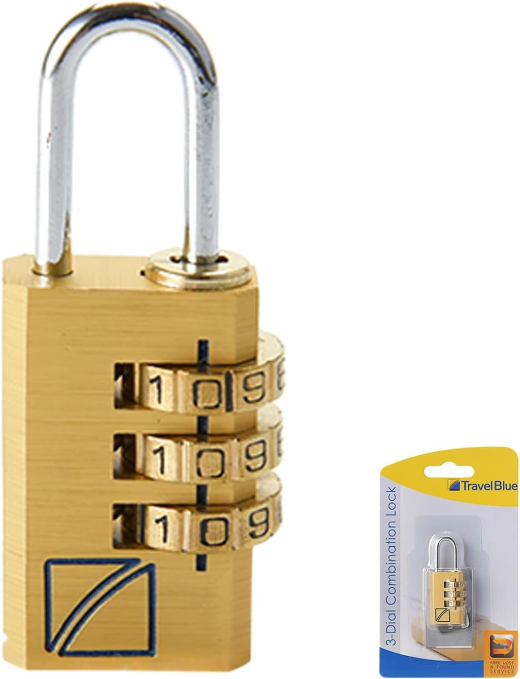 Travel Blue TSA Approved Combination Lock &ndash; Classic 3-Digit Luggage Padlock, Alloy & Steel, Compact & Durable