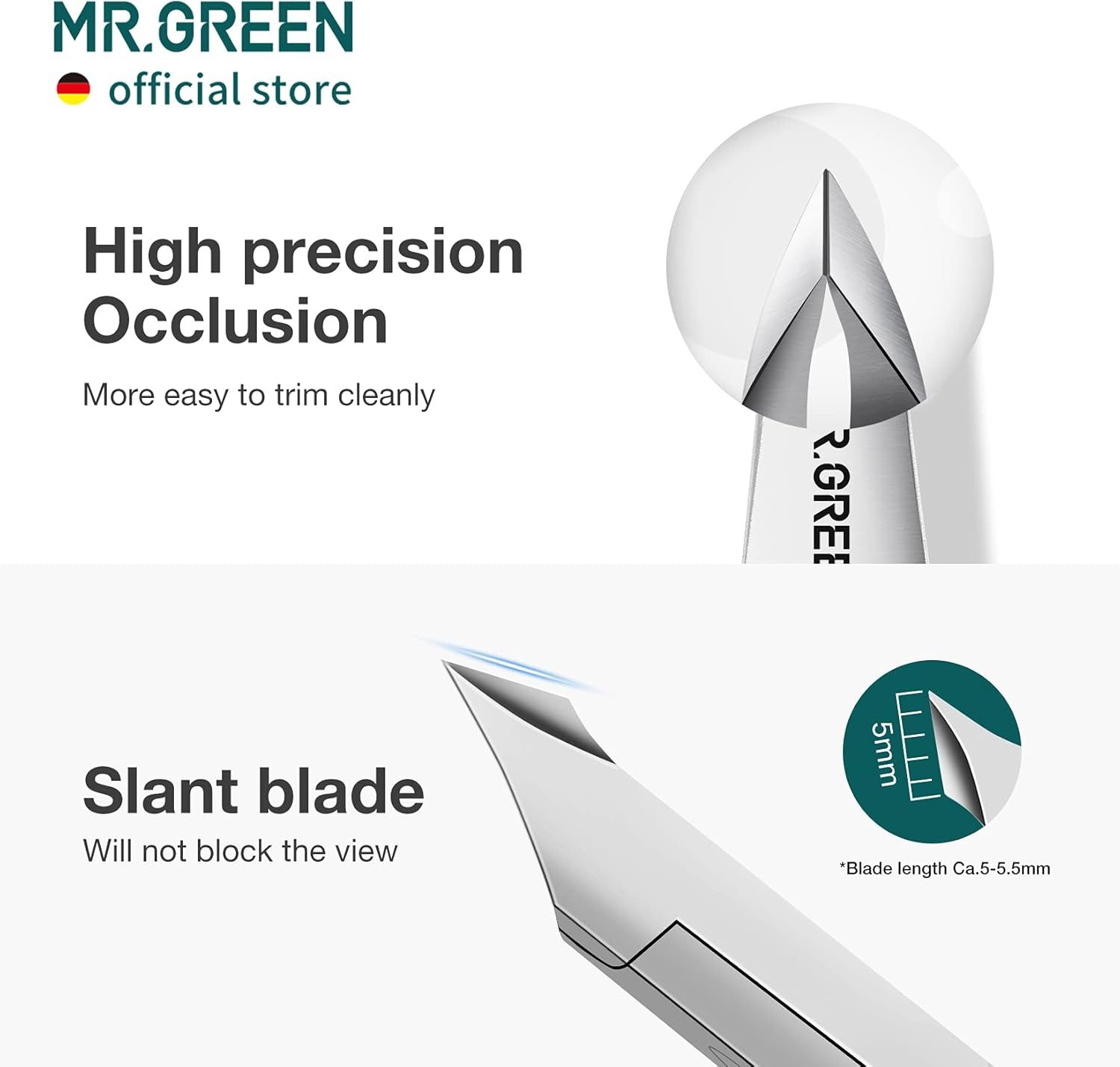 MR.GREEN Cuticle Nippers Gorgeous Colorful Cuticle Scissors Nail Manicure Clippers Trimmer Dead Skin Remover Cutters Beauty Tool (Colored Titanium+Pusher) image number 5