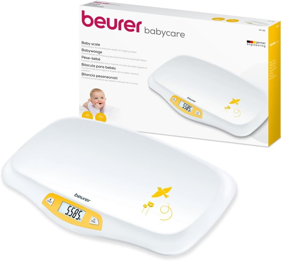 Beurer BY80 Baby Scale | Digital Baby Weighing Scale with Large LCD Screen | Curved Platform for Comfort and Safety | Tare and Hold Functions for Easy Weighing | 20Kg Load Capacity | Easy Wipe-Clean image number 6