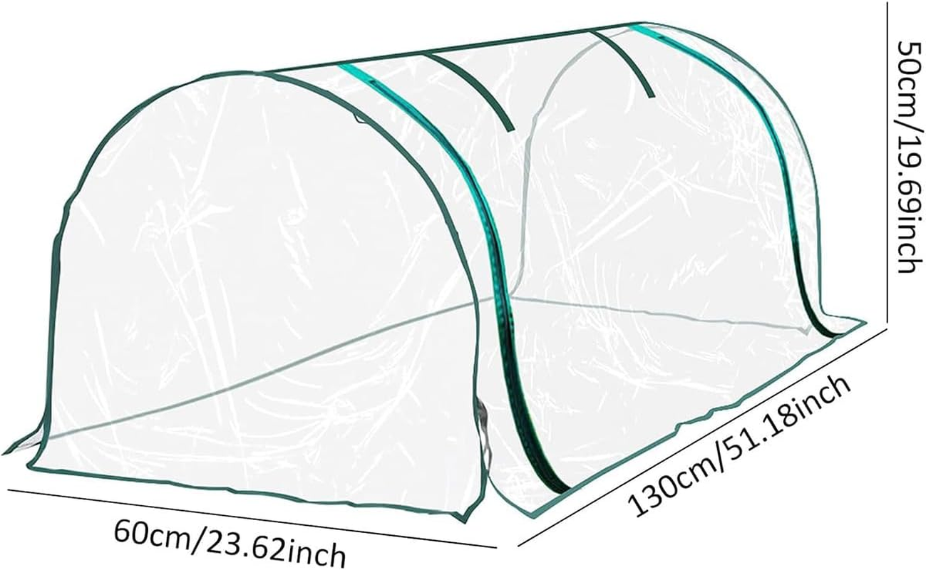 AIMALL Greenhouse Tunnel Cover 130X60X50Cm Transparent and Grid PVC Flower House Cover Outdoor Plant Protector Replacement Cover Only No Shelf Included - Transparent image number 2