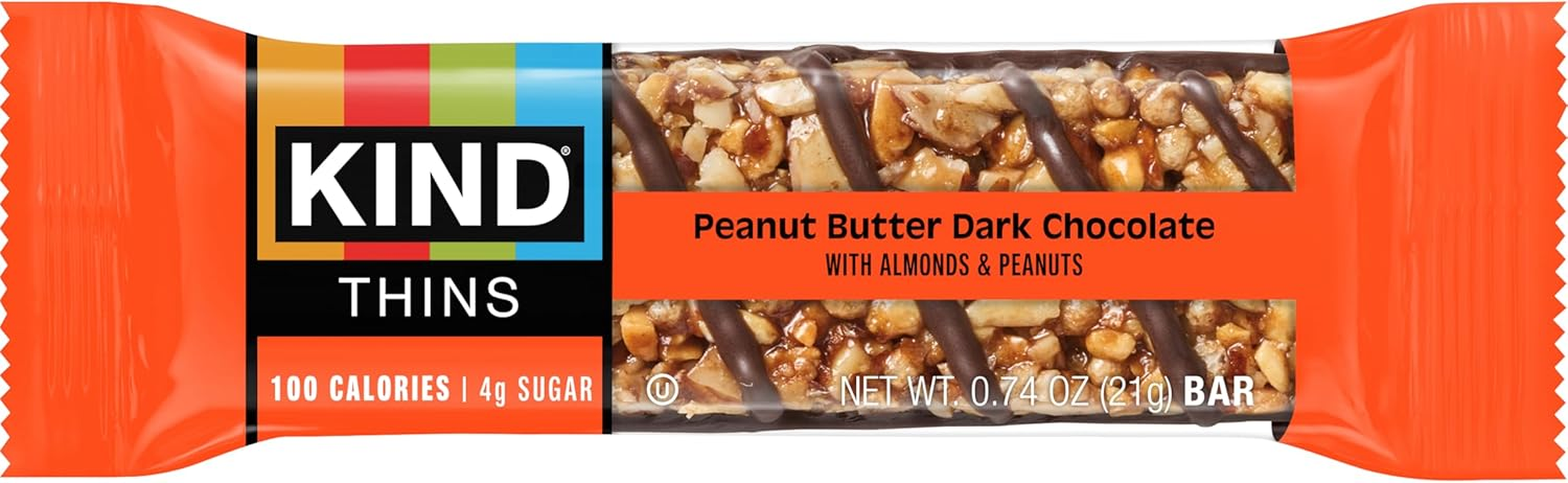 KIND Thins Peanut Butter Dark Chocolate Bars, Gluten Free, 100 Calories, 0.74 Oz Bars, 10 Count image number 3