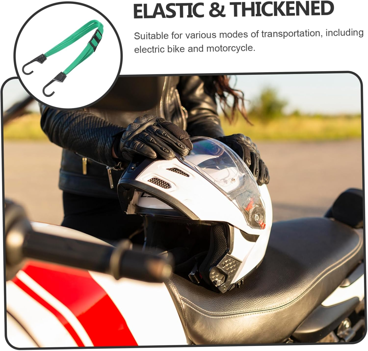 TOPPERFUN Helmet Mesh Pocket Elastic Rope for Motorcycle Helmet Includes Luggage Binding Strap and Luggage Strap for Motorcycles and Cycling Accessories image number 2