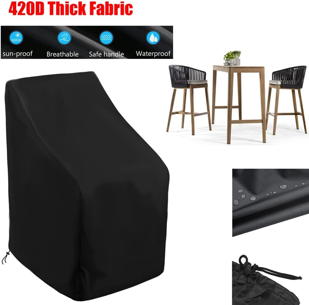 Stacking Outdoor Chair Cover Waterproof Garden Chair Covers,Patio Cover for Stackable Reclining Chairs,Tear Resistant Outdoor Furniture Protector (64X64X120Cm), Patio Chair Cover, Outdoor Chair Covers image number 5