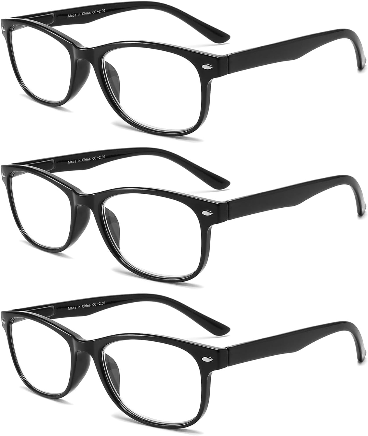 LANLANG Reading Glasses for Women Men, Blue Light Blocking Glasses, Spring Hinge, anti Eyestrain, Black L-L001