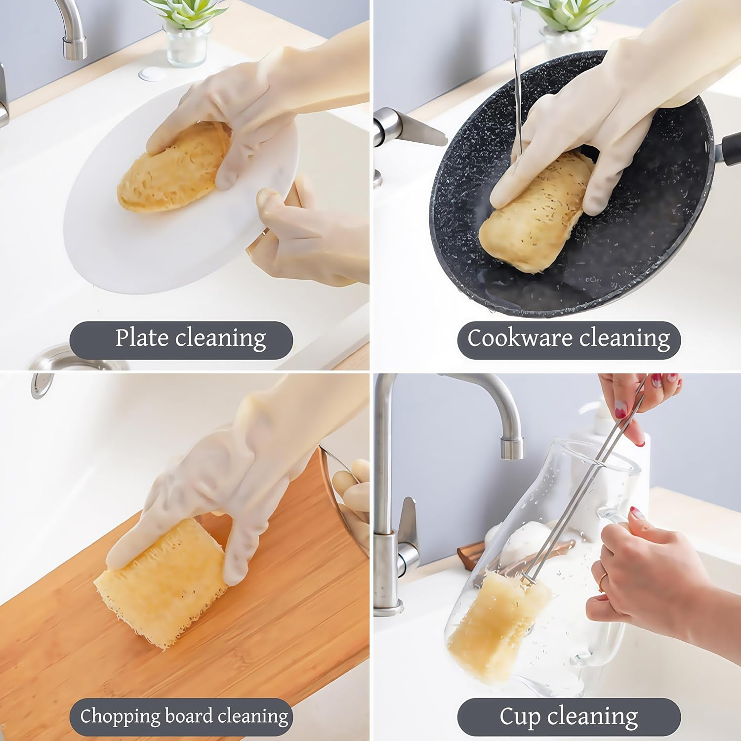 Shoyisenka 2 Pack Pure Natural Loofah Sponges - Eco-Friendly Exfoliating Body & Kitchen Scrub Sponge for Bath/Shower, Organic Multi-Purpose Skin Care Tool with Soft Touch for Adults image number 4