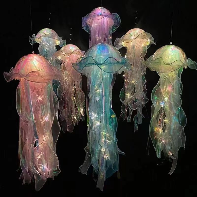 Jellyfish Hanging Decor，Jellyfish Lamp Hanging，Jellyfish Light，Hanging Jellyfish Decorations，Jellyfish Decor， Led Jellyfish Lantern for Ocean Theme Ceiling Bedroom Decor /1802 image number 4