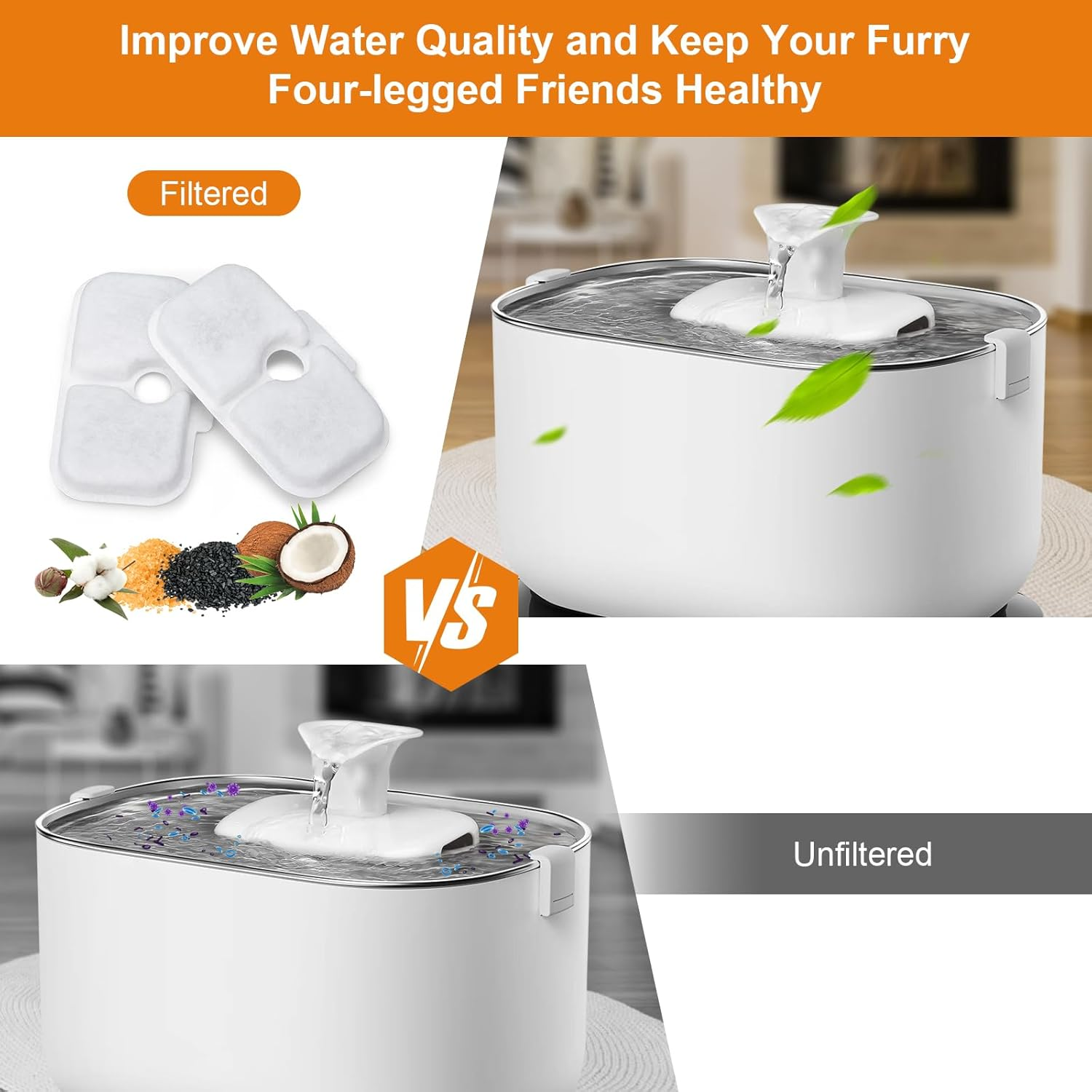 Pack of 16 Cat Fountain Filters for Petlibro Dockstream Drinking Fountain for Cat PLWF005, PLWF115, PLWF105, Includes 16 Filter Cat Fountain and 16 Pump Filter Sponges image number 6