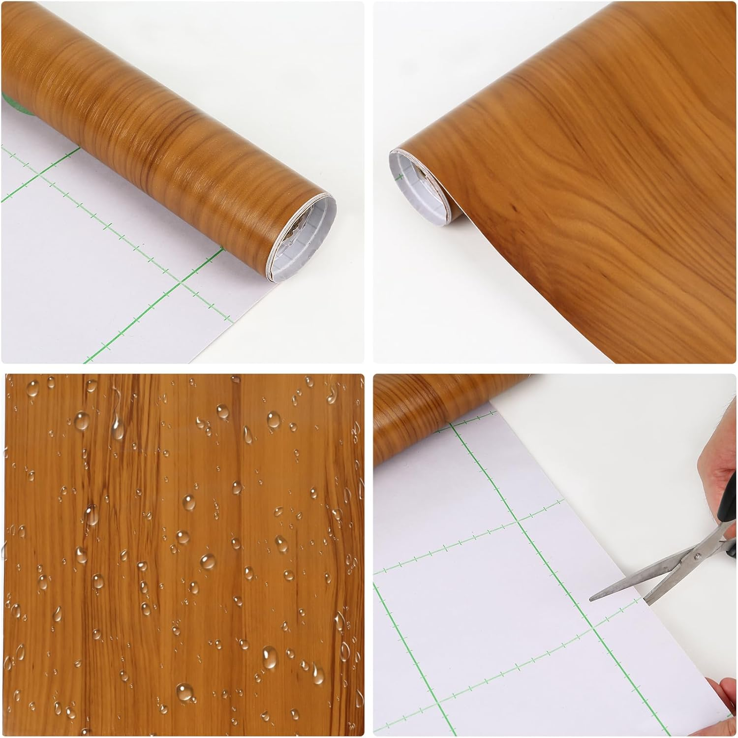 Wood Grain Contact Paper, Self Adhesive Waterproof Peel and Stick Cabinet Sticker, 40Cm Width anti Moisture Removable Wallpaper for Wardrobe, Shelves (Wood 10M) image number 4