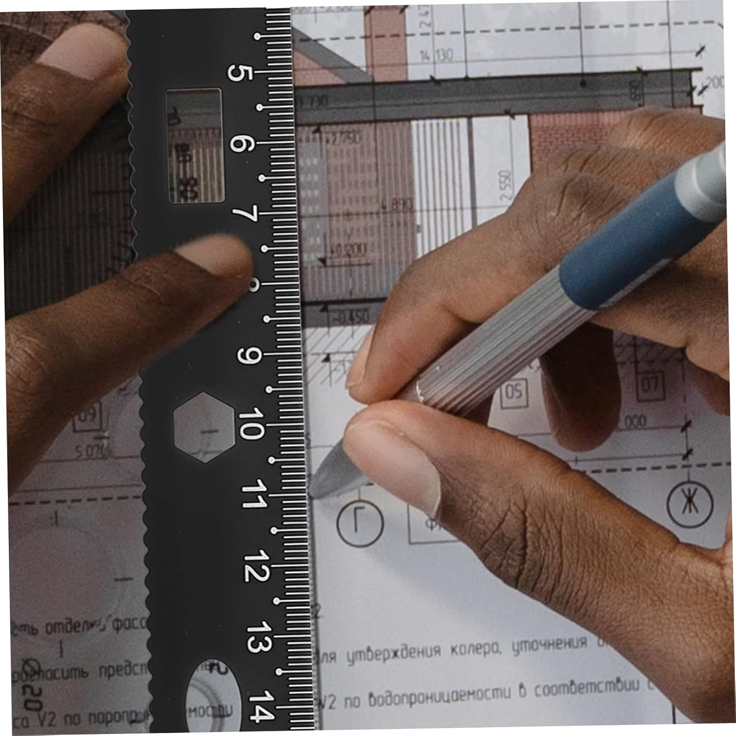 STOBOK 1 Set 4PCS Aluminum Ruler Metal Protractor Triangular Scale Ruler Set Stationery Rulers for Students image number 3