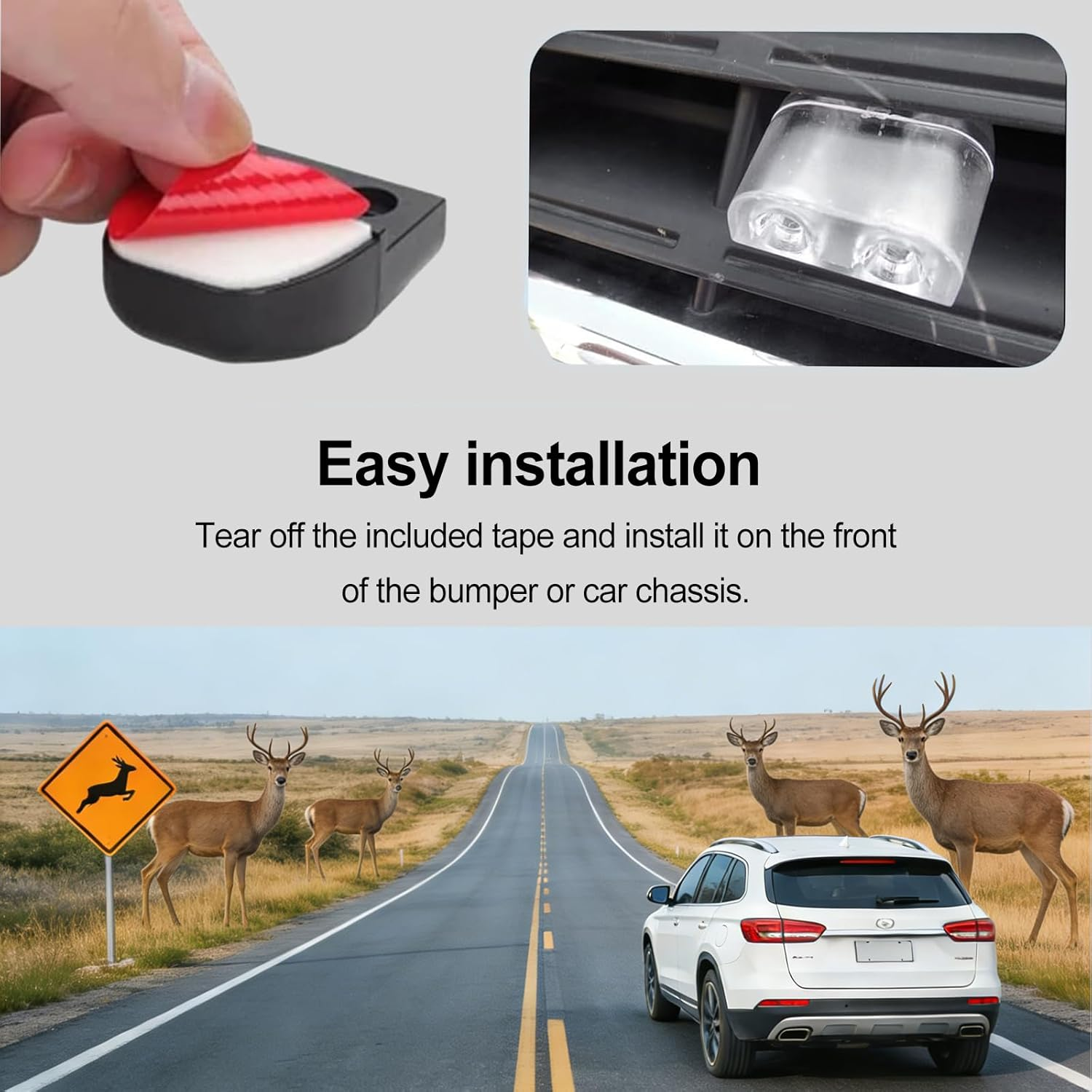 2 PCS Deer Whistles for Car - Ultrasonic Animal Warning Whistles with Adhesive Tape Vehicle Deer Alert Devices to Prevent Collisions Trucks Suvs Motorcycles Black image number 5