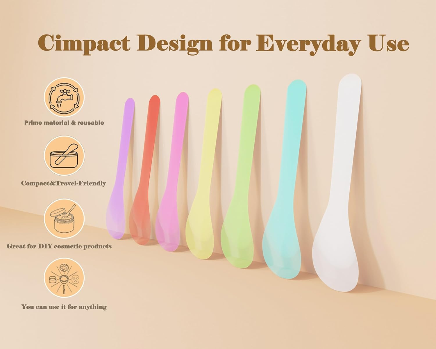 100 PCS Cosmetic Spatula for Makeup Face Mask Plastic Spoon Disposable Makeup Tools for Mixing and Sampling 4.88'' X 1.06" Random Color - Multicolor image number 6