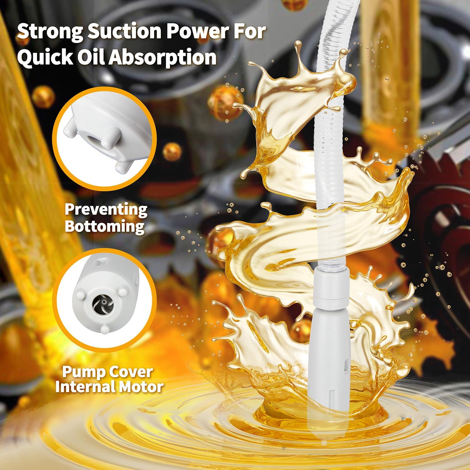 KOULATE Portable Electric Fuel Tank Siphon Hose Transfer Pump Battery Powered Operated, Fuel Transfer Pump with Auto-Stop 3.2 Gallons per Min, Gas Cans for Gasoline, Diesel, Kerosene(Black) image number 1