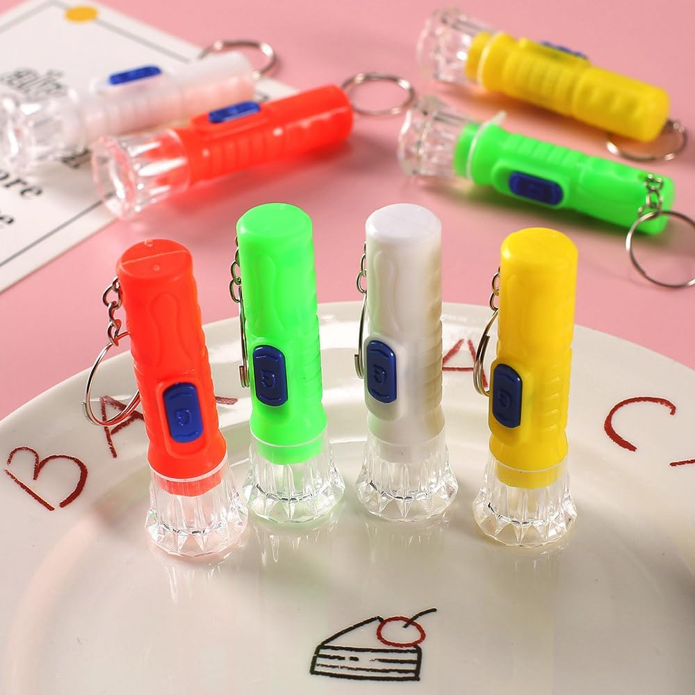 4 Pieces Mini Flashlight Keychain Bulk Assorted Colors Torch Keyring Flashlights LED Keychain Flashlights Small Keychain Light Hiking Camping Christmas Party Favors image number 2