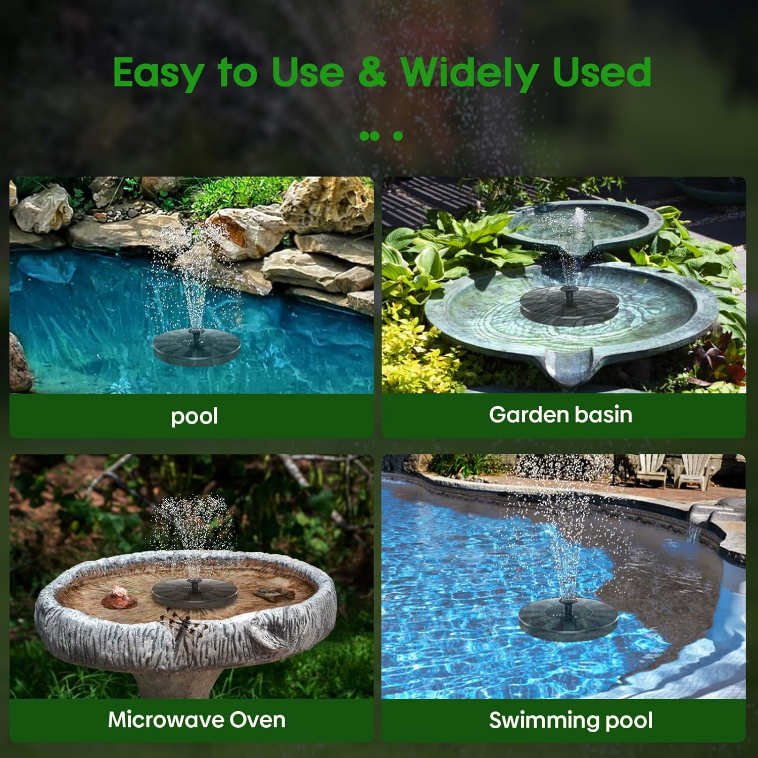 Solar Fountain Pump, SIYIBAEBY Solar Water Pump Fountain with 6 Nozzles, Floating Water Fountains Pump for Bird Baths, Garden, Fish Tank, Pond, Pool, Aquarium, Patio Outdoor&hellip;