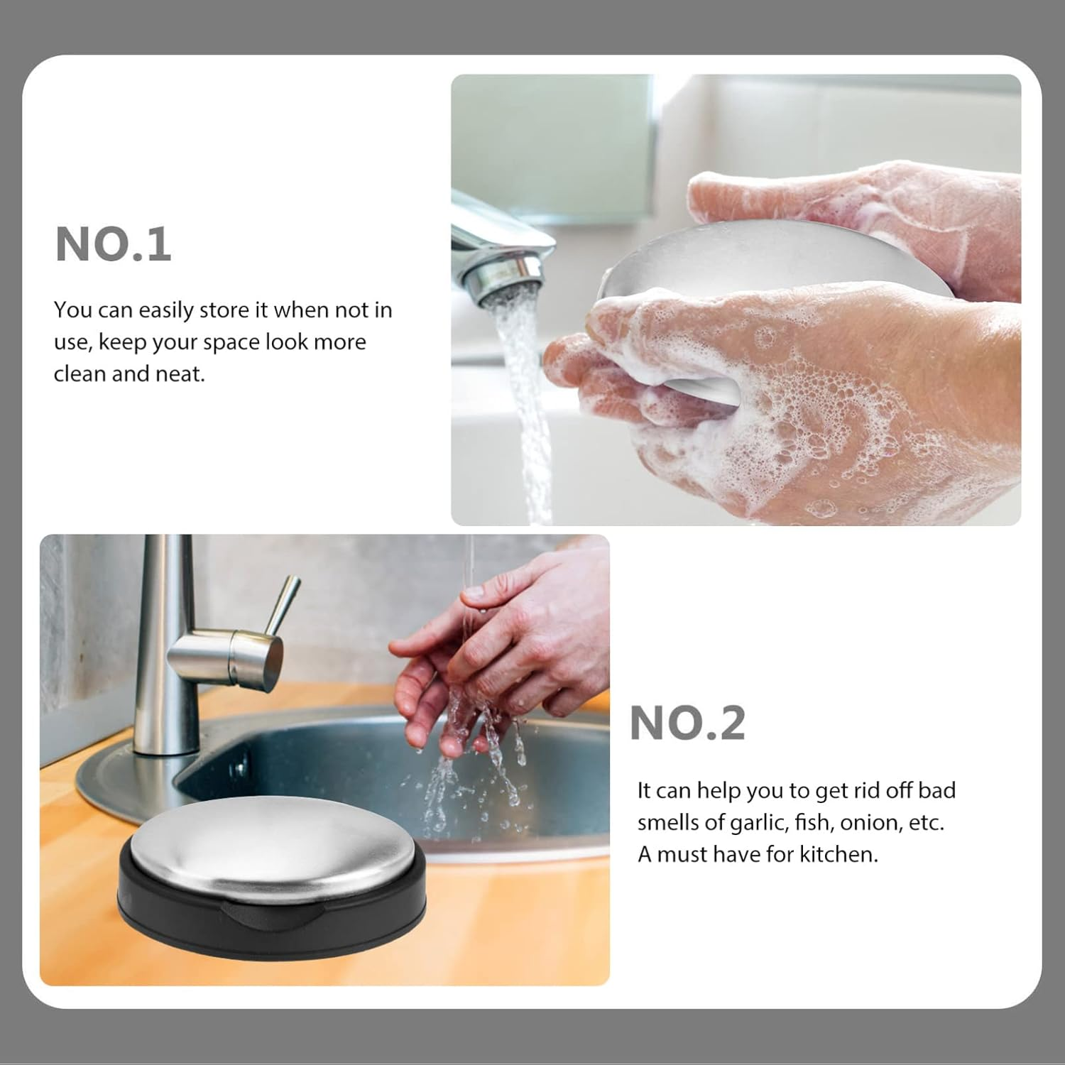 Healvian 2Pcs Stainless Steel Soap Hand Remover Cleaner Tool image number 1