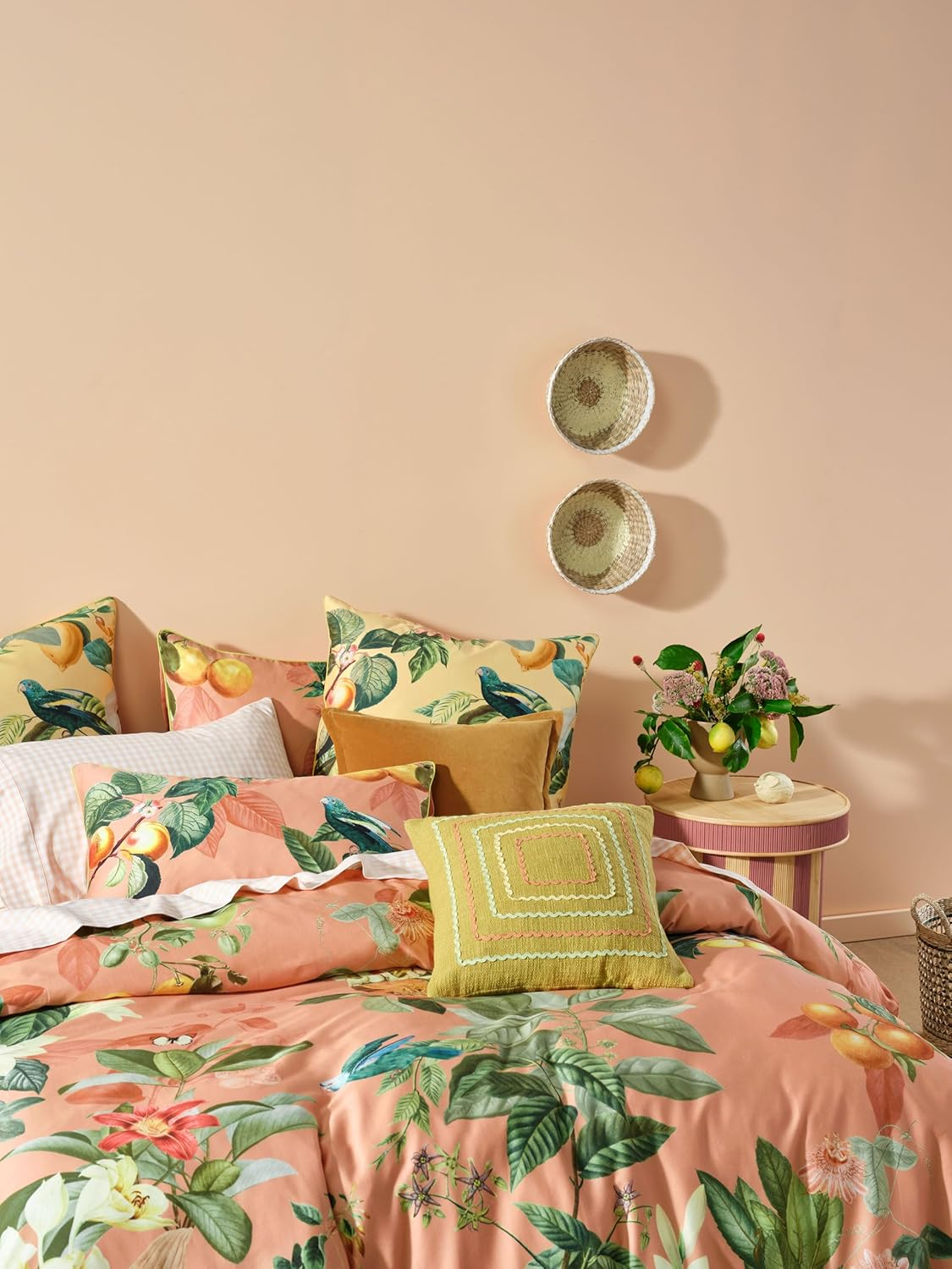 Linen House Marisol Guava Quilt Cover Set, Queen Bed - Vanilla image number 2