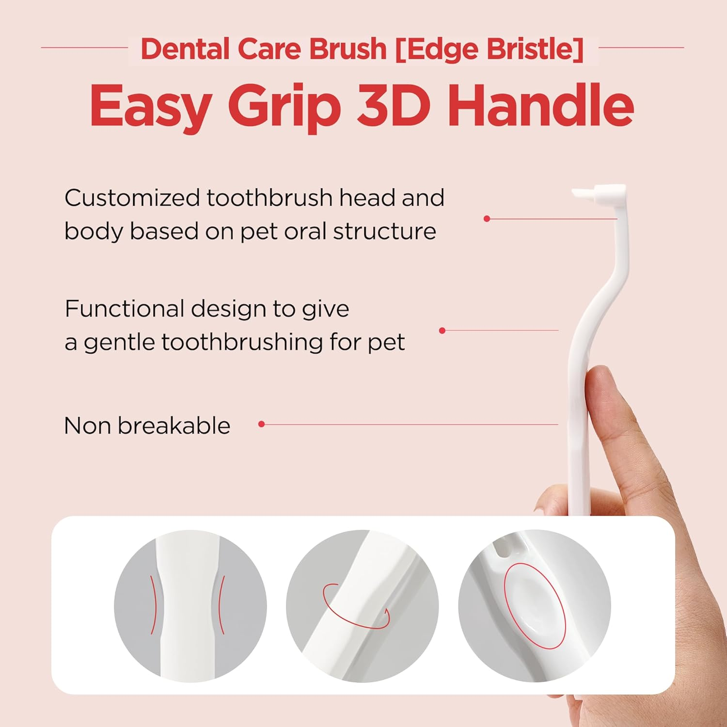 JAYU PET Dental Care Brush (Edge Bristles) - Micro round Head Dog Toothbrush, Cat Toothbrush, Dental Care, Perfect for Kitten & Small Breed with End-Tuft Diagonal-Shaped Bristles & Easy Grip Handle