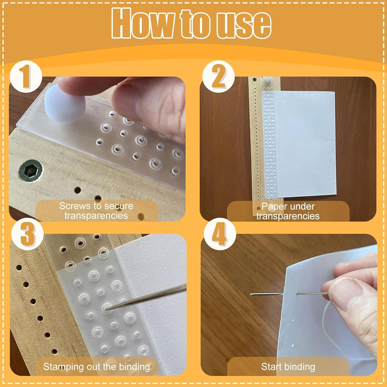 Bookbinding Tools Set,Wooden Signature Punching Tools,Bookbinding Punch Guide Set,With Straight Curved Needle, Waxed Thread, Awl, Bookbinding Cradle Tools for Starter Scrapbooking Kits DIY Crafts image number 1