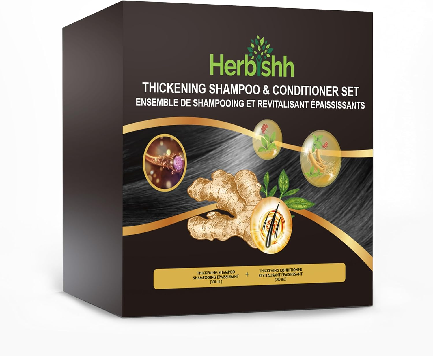 Herbishh anti Hair Loss Ginger Extract Thickening Shampoo & Hair Conditioner for Hair Fall Control & Hair Growth | Suitable for All Type Hair | Sulphates & Parabens Free image number 2