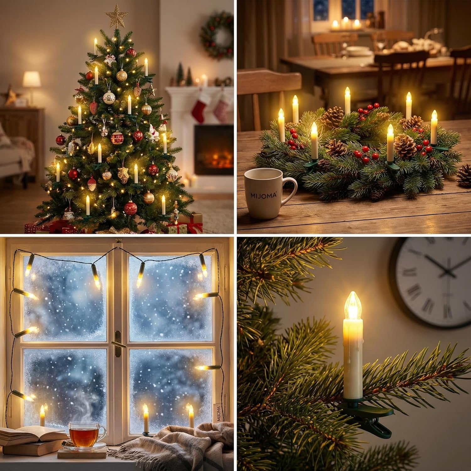 MIJOMA LED Fairy Lights with 10 Candles and Clips, 3 M Length, Battery Operated, 6/18 Timer - Flexible and Ideal for Christmas Decoration image number 3