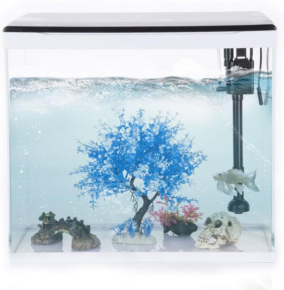 FEDOUR Aquarium Decoration Plants, Artificial Aquarium Decor, Pets Plastic Plants for Fish Tank Decorations (Blue Tree) image number 2