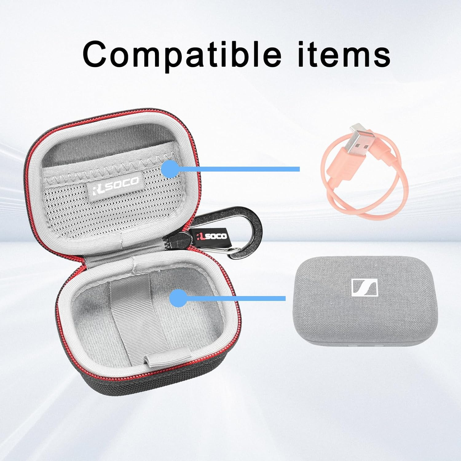 RLSOCO Case for Sennheiser Momentum True Wireless 4/3 Noise Cancelling Smart Earbuds, Scratch Resistant & Water Resistant -Black (Case Only) - Black image number 2