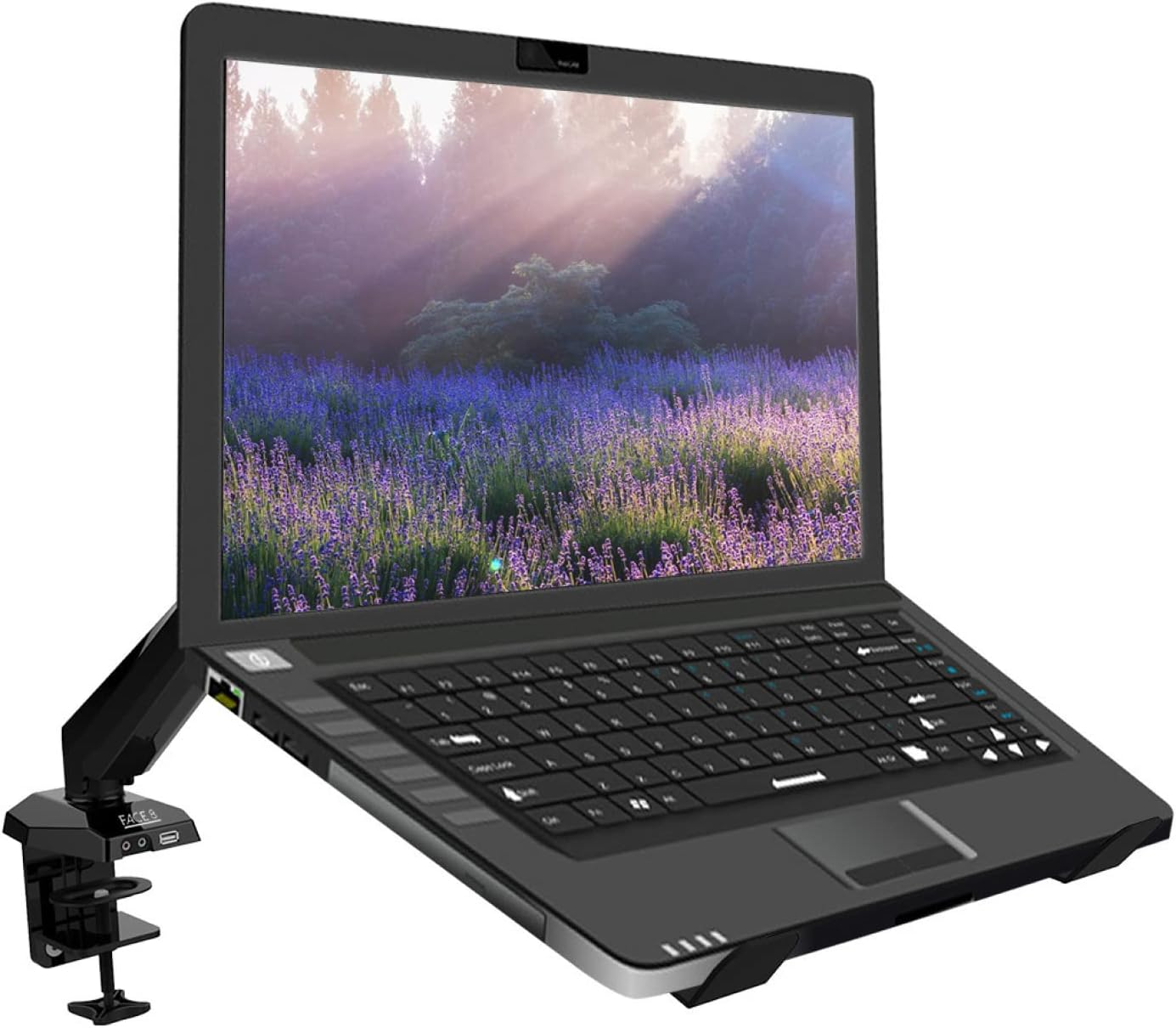 Acatana Single Computer Monitor Stand Arm Mount Desk with Laptop Tray Holder Adapter Bracket VESA 8Kg USB Audio Mic Ports Gas Spring Fits Laptops Notebooks image number 3