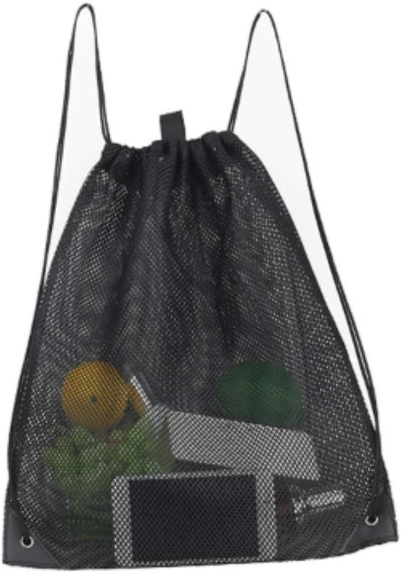 DACUAN Drawstring Sports Equipment Mesh Bag, Mesh Bag Drawstring Storage Backpack Mesh Beach Bag Mesh Gym Bag Heavy-Duty Sport Equipment Storage Bag for Beaching Swimming Gym Shopping image number 4