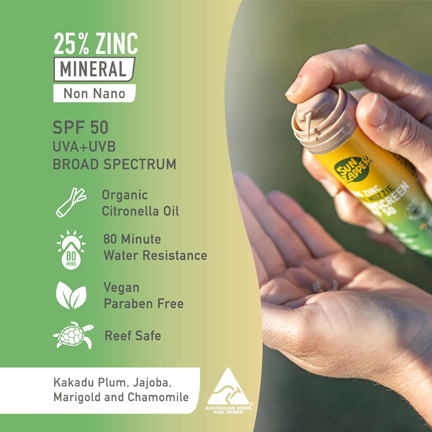 Sun Zapper Pure Zinc anti Mozzie Sunscreen SPF 50 &ndash; 100G image number 6