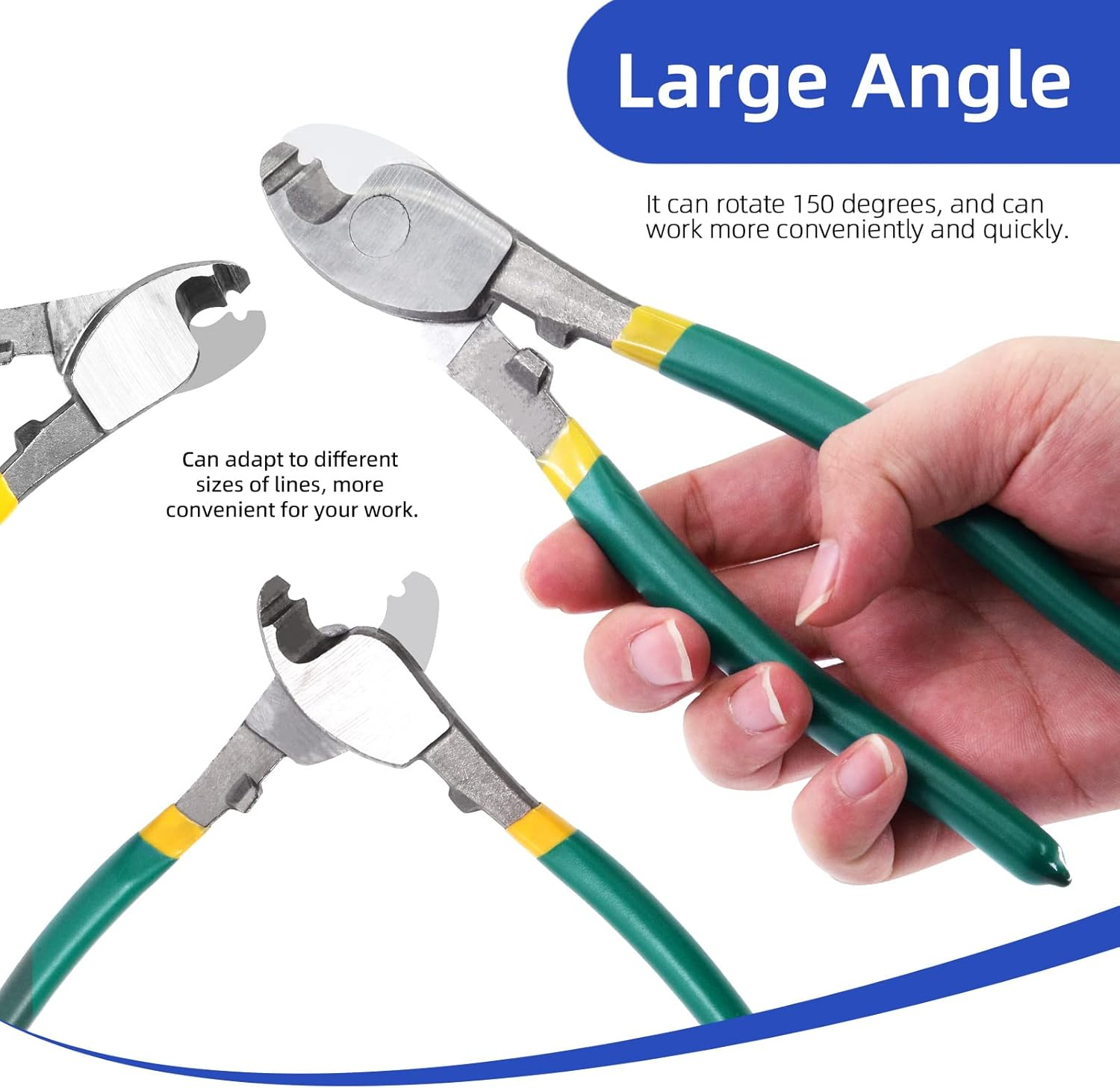 Glarks 10 Inch High Leverage Cable Cutter, Heavy Duty Stainless Steel Wire Rope Cutter Sharp Cable Cutting Pliers with Comfortable Grip for Aluminum, Copper, Communication Cable and Bike Brake Cable image number 5