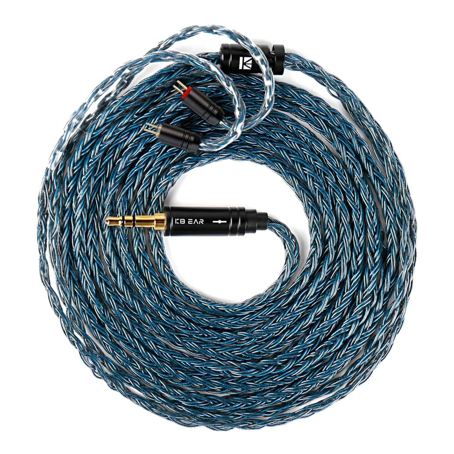 KBEAR Juntian IEM Earphones Cable, 2M Long in Ear Monitor Cable, 16 Core 5N OCC Silver-Plated Headphone Extension Cords for Kz Zs10 Pro, Tangzu Wan'Er, Audiophile and Drummers (Qdc-Pins, 3.5Mm Plug)