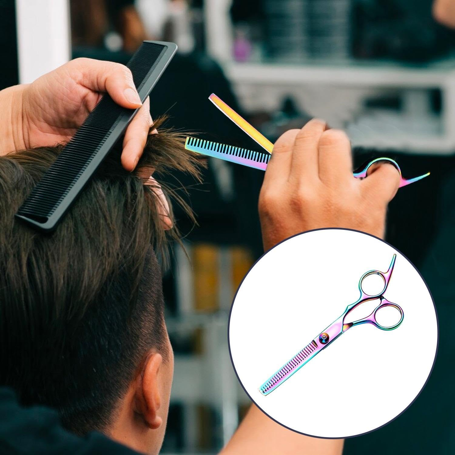 2 Pieces Hairdressing Scissors, Hairdressing Tools, Haircutting Accessories, Stainless Steel Scissors, Hair Repair Tools, Durable Scissors image number 2