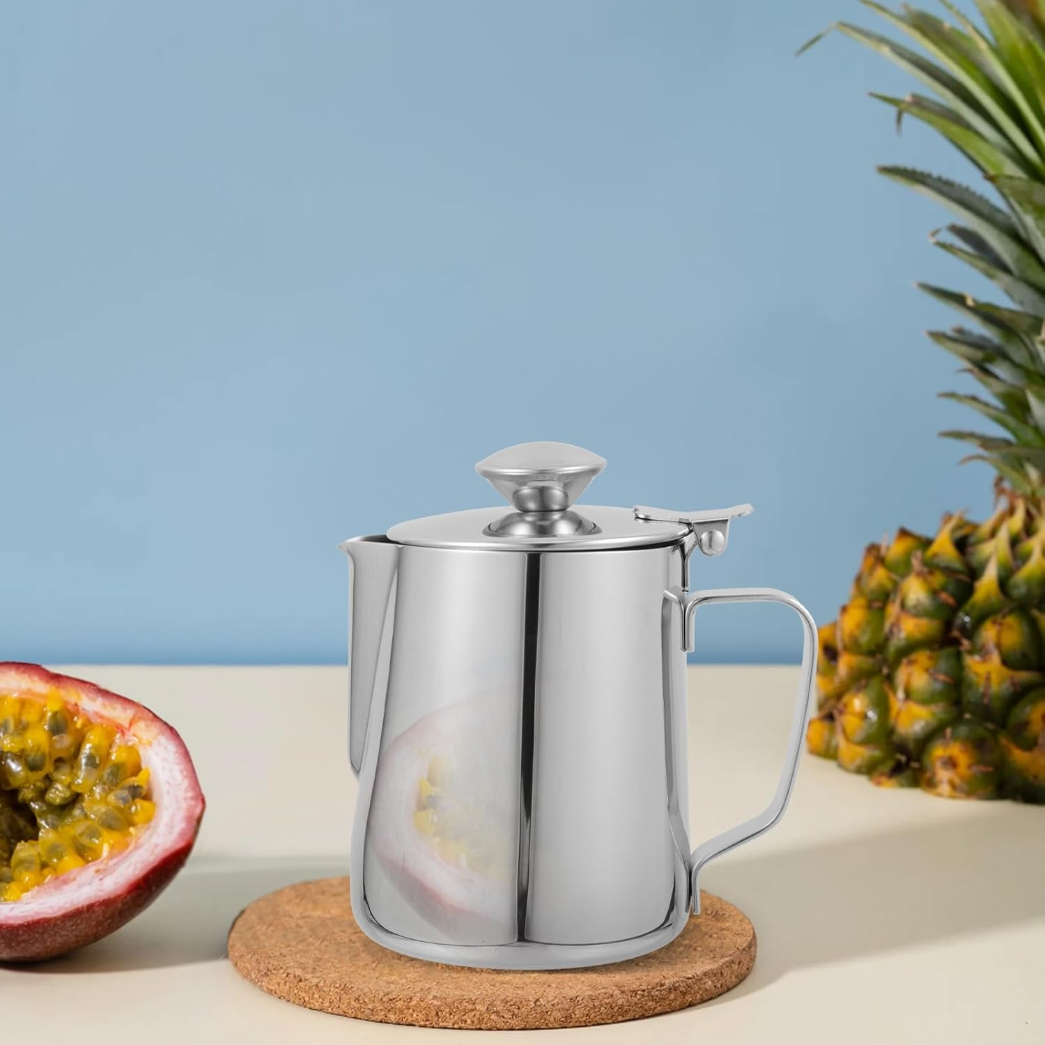 ULTECHNOVO 350Ml Stainless Steel Milk Frothing Pitcher with Lid, Thickened Espresso Steaming Jug for Coffee, Rust-Resistant Coffee Milk Jar Suitable for Home and Caf&eacute; Use image number 6