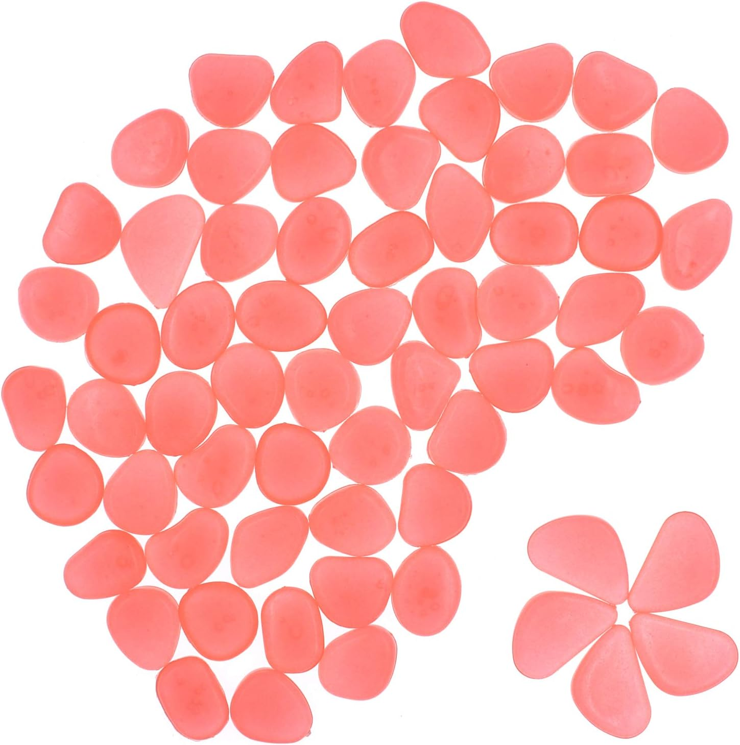 Qeesio 100Pcs Glow Pebbles Glow in the Dark Decorative Stones Rocks for Garden Path Walkway Yard Fish Tank, Watermelon Red