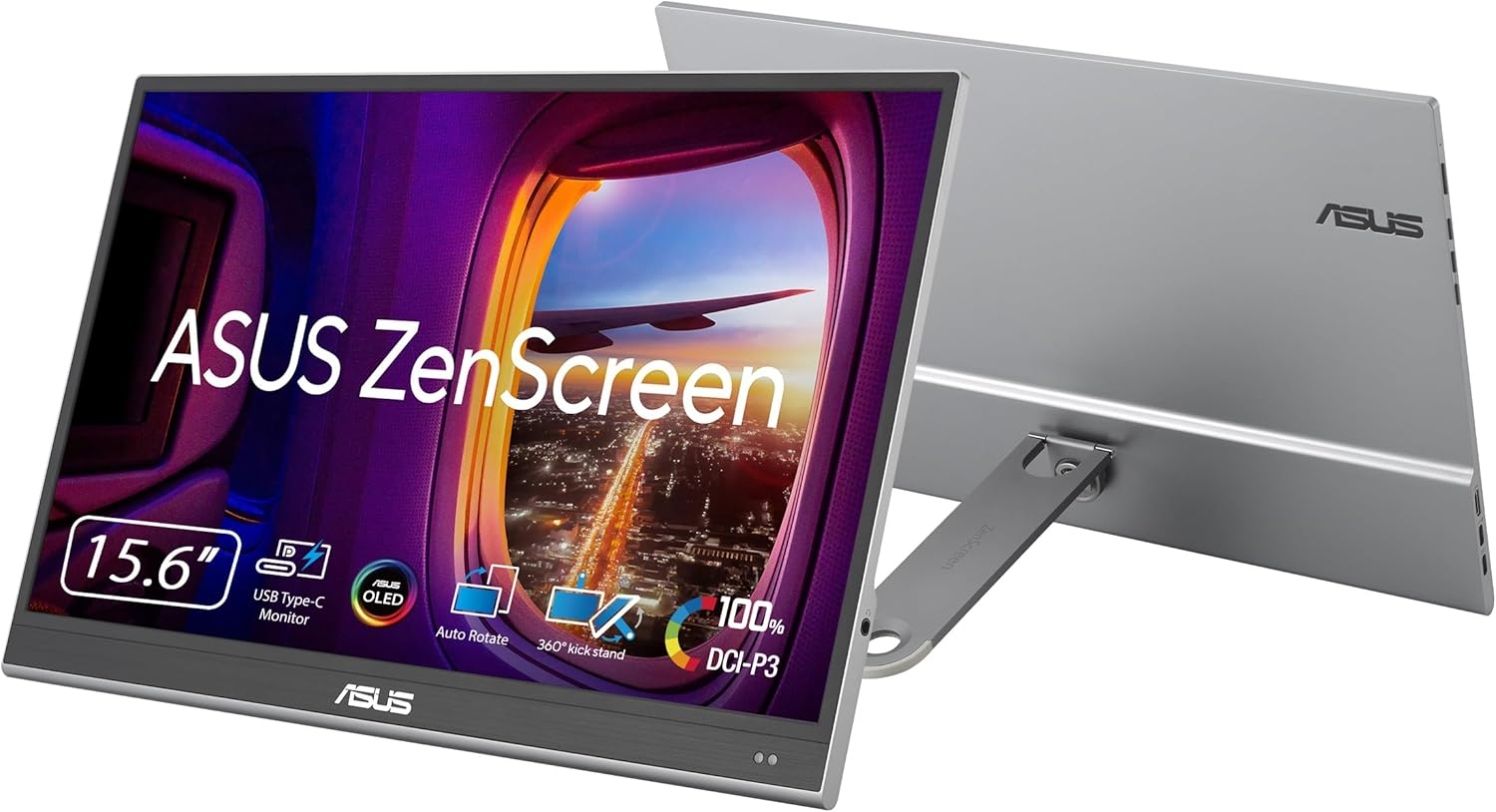 ASUS Zenscreen OLED MQ16AHE Portable Monitor &ndash; 16 Inch (15.6 Inch Viewable) FHD (1920 X 1080), OLED, 100% DCI-P3, 1 Ms Response Time, HDR-10, USB Type-C, Mini HDMI, Proximity Sensor, 360&deg; Kickstand image number 5