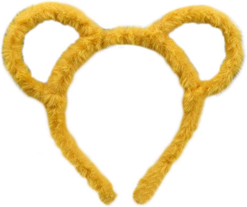 Oilmal Hair Hoop, Women Winter Thick Plush Headband round Mouse Bear Ears Makeup Hair Hoop Bandana Pink - Pink image number 3