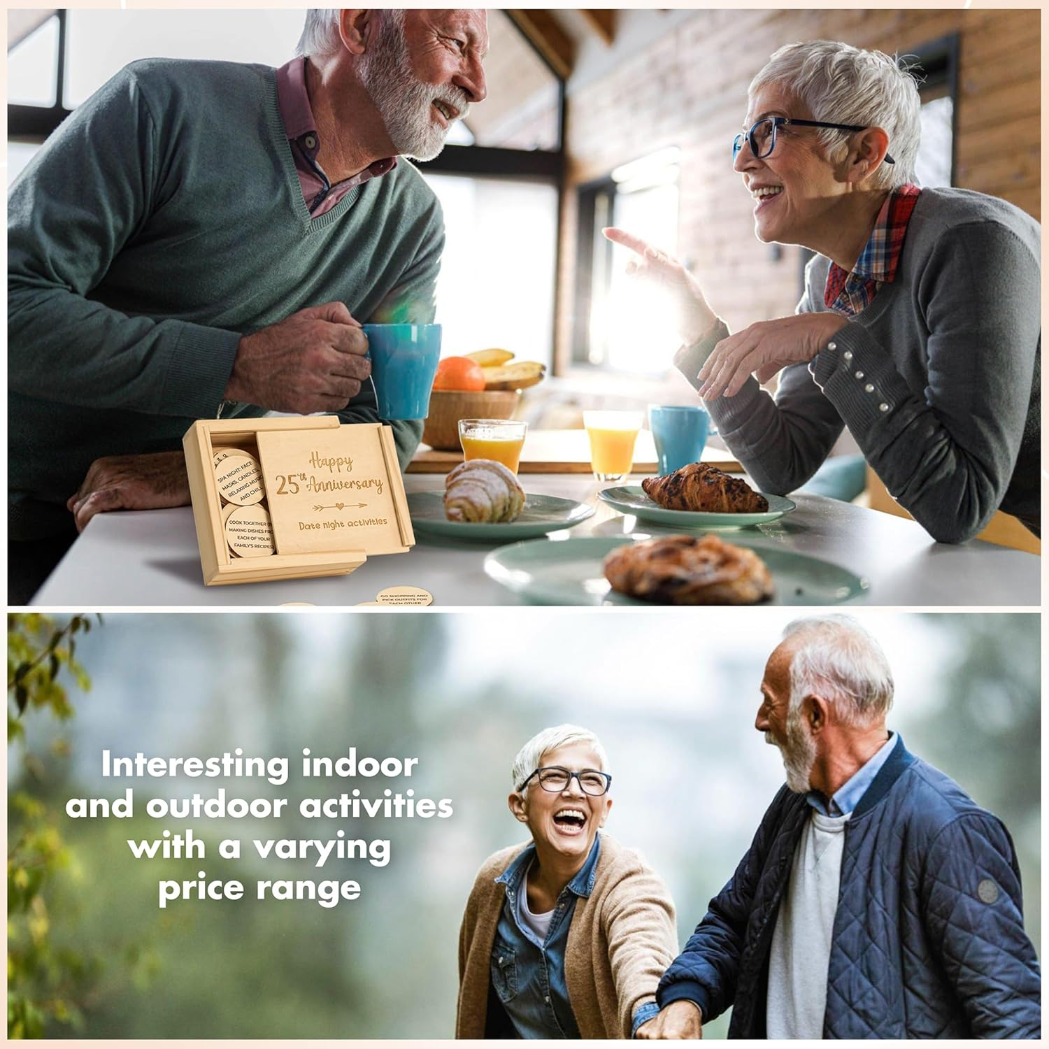 25 Year Anniversary Wood Gifts for Him Her - 25 Year Wedding Anniversary Keepsake Gifts for Wife Husband, Happy 25Th Anniversary Marriage Present for Men Women image number 1