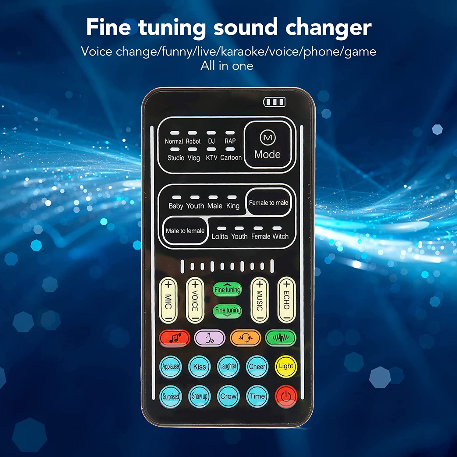 Voice Changer, Handheld Portable Voice Changer with Sound Multifunctional Effects Machine, Mini Voice Changer Device, Audio Mixer for Phone, Computer, Tablet, Ios, Android (I9 English Edition) image number 4