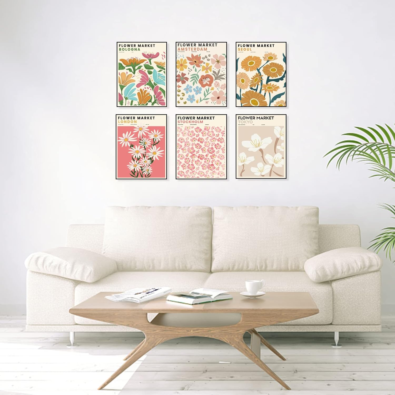 Flower Market Posters, Minimalist Flower Market Wall Art Prints, Danish Pastel Room Decor Aesthetic, Vintage Matisse Posters & Flower Pictures Wall Decor,Gallery,Unframed 8"X10" image number 1