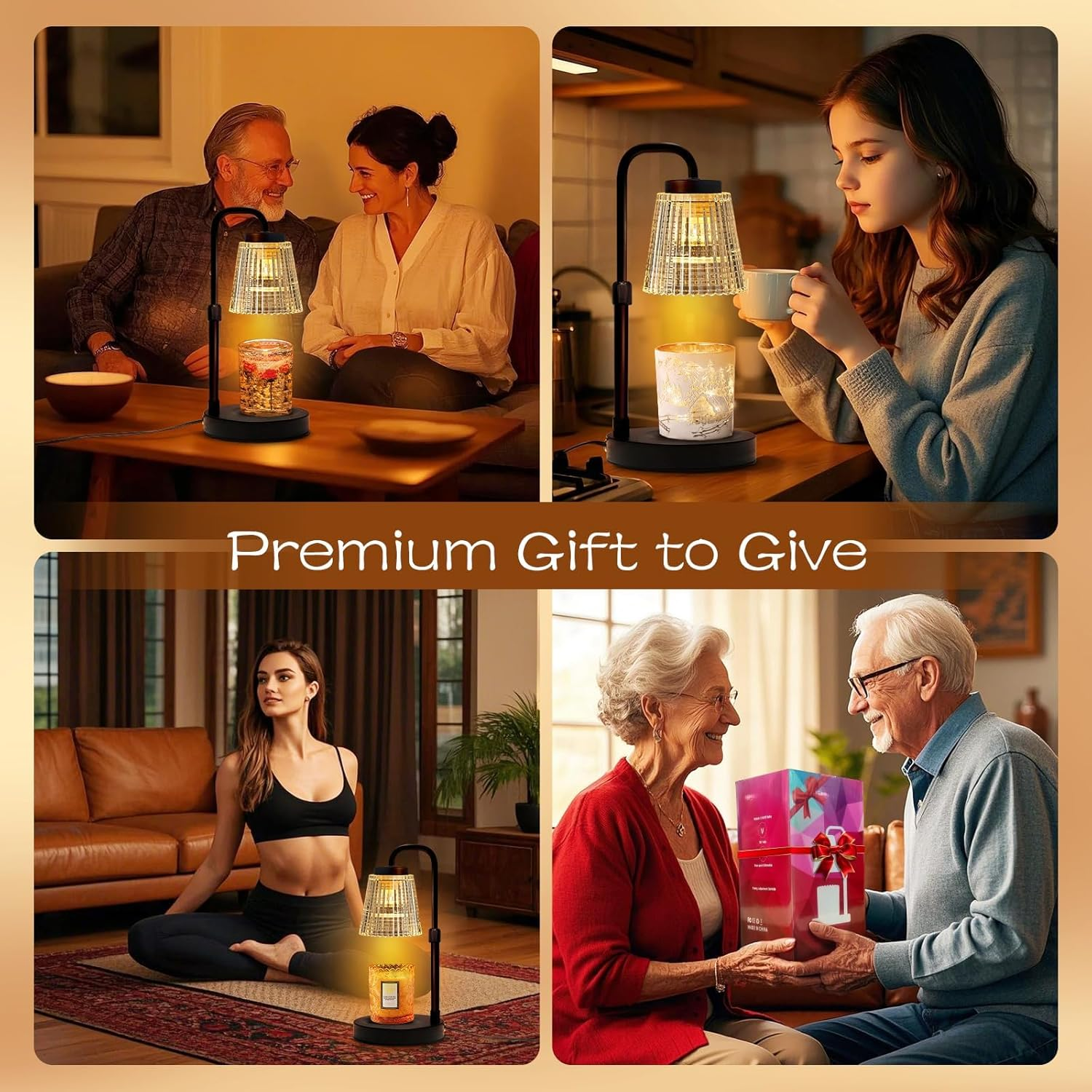 Candle Warmer Lamp with Timer, Adjustable Height Candle Warmer, Dimmable, Home Decor, Wax Warmer Lamp for Jar Candles with 2 Bulbs, Black image number 1