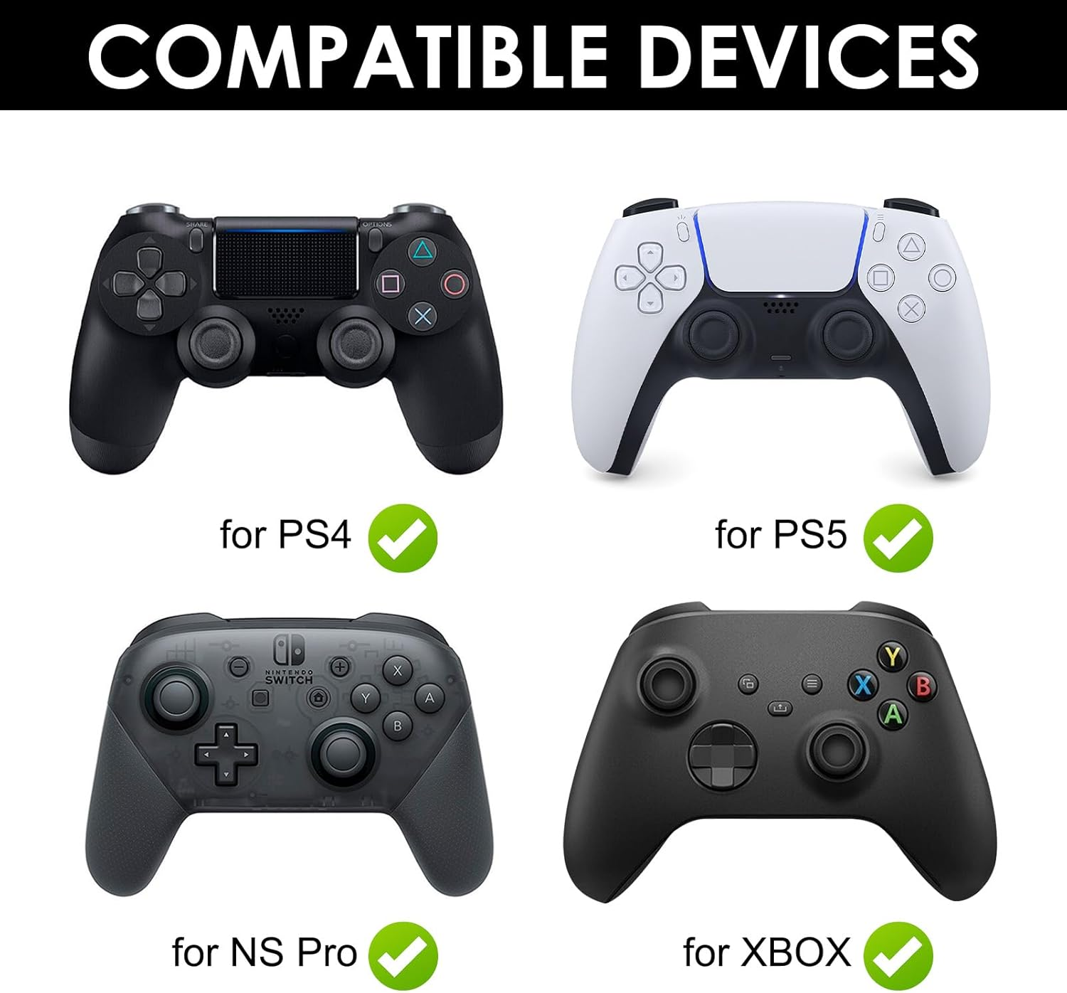 Textured PS5 Thumb Grips Controller Cover - 2 Pairs Black & White Non-Slip Silicone Joystick Caps Compatible with PS5/PS4 Controller Accessories (Improve Grip & Control) image number 5