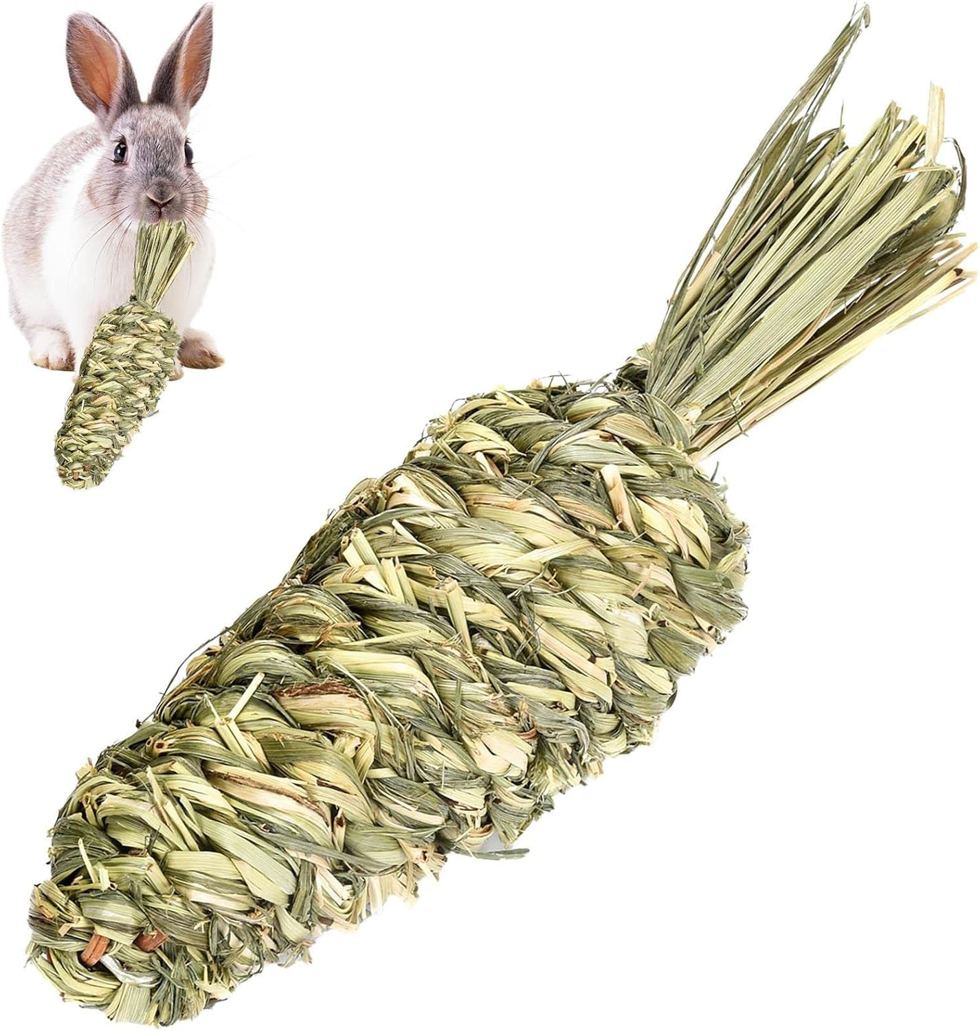 Toys for Rabbits - Activity Toys for Small Animal - Grass Balls Carrot Teething Toys for Gerbils, Guinea, Dwarf Bunny, Pet Cage Entertainment