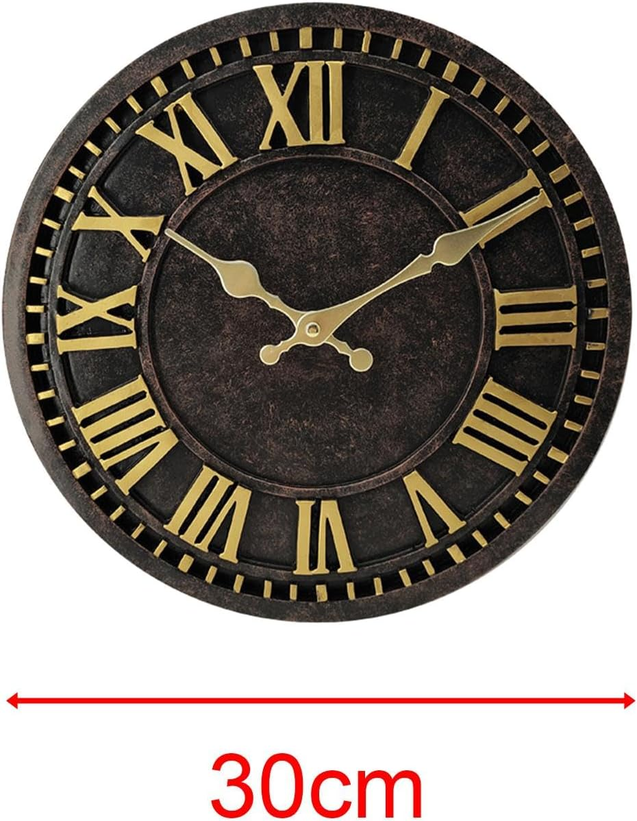 Outdoor Wall Clock Vintage Waterproof Garage Fence Lawn Garden Office Yard 12" image number 4