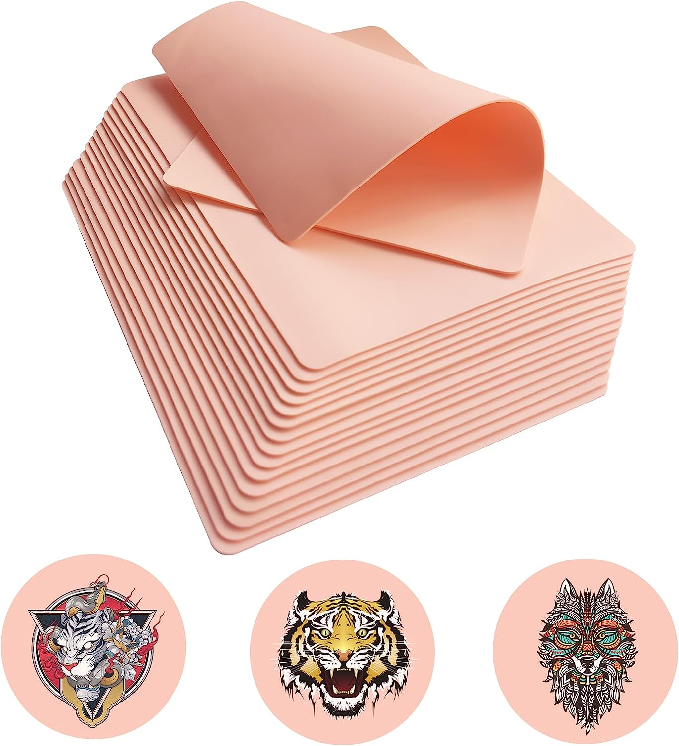 PIXESTT Tattoo Skin Practice, Double Sides Fake Skin for Tattoo Supplies, Tattoo Kit, for Beginners and Experienced Tattoo Artists. (10 Sheets)